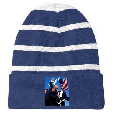 Trump Signature Fight Usa Striped Beanie with Solid Band