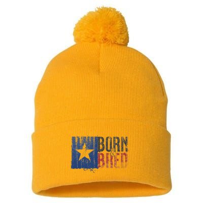 Texas State Flag Pride Born & Bred Native Home Pom Pom 12in Knit Beanie