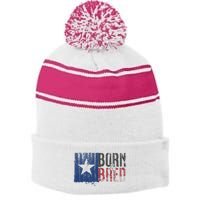 Texas State Flag Pride Born & Bred Native Home Stripe Pom Pom Beanie
