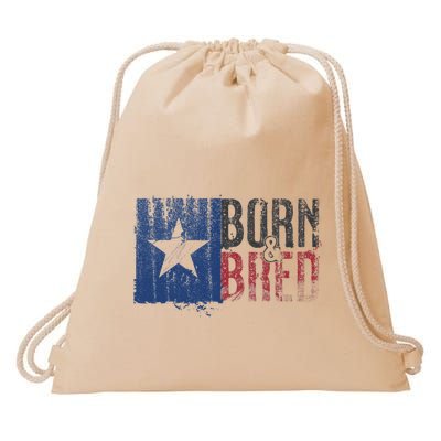 Texas State Flag Pride Born & Bred Native Home Drawstring Bag