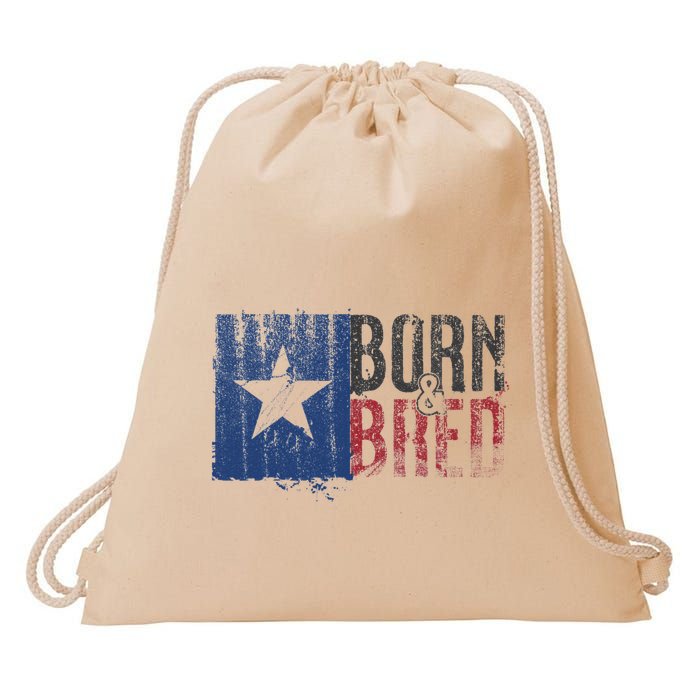 Texas State Flag Pride Born & Bred Native Home Drawstring Bag