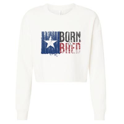 Texas State Flag Pride Born & Bred Native Home Cropped Pullover Crew