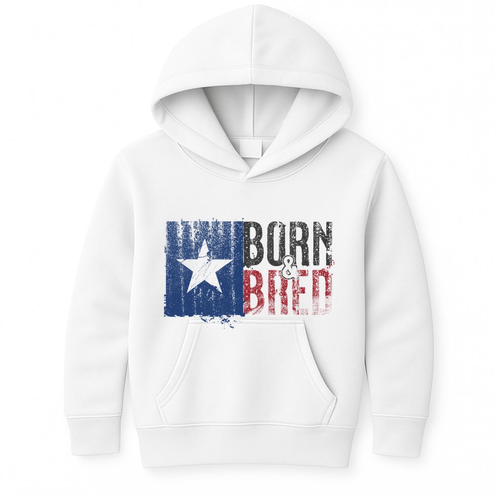 Texas State Flag Pride Born & Bred Native Home Kids Hoodie
