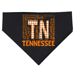 Tennessee State Flag Orange Plaid Tn USA-Made Doggie Bandana