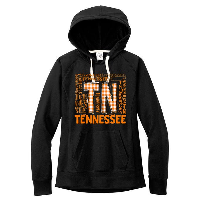 Tennessee State Flag Orange Plaid Tn Women's Fleece Hoodie