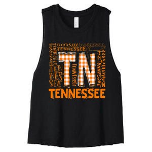 Tennessee State Flag Orange Plaid Tn Women's Racerback Cropped Tank