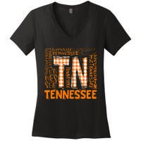 Tennessee State Flag Orange Plaid Tn Women's V-Neck T-Shirt