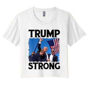 Trump Strong Fist Hand Us Vote Trump 2024 Survives Rally Shooting Pa Women's Crop Top Tee