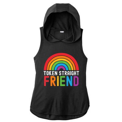 Token Straight Friend Rainbow Lgbt Supporter Ladies PosiCharge Tri-Blend Wicking Draft Hoodie Tank