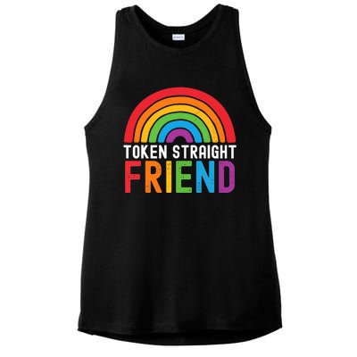 Token Straight Friend Rainbow Lgbt Supporter Ladies PosiCharge Tri-Blend Wicking Tank