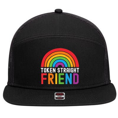 Token Straight Friend Rainbow Lgbt Supporter 7 Panel Mesh Trucker Snapback Hat