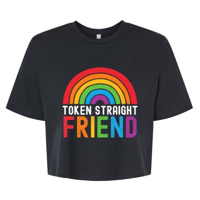 Token Straight Friend Rainbow Lgbt Supporter Bella+Canvas Jersey Crop Tee