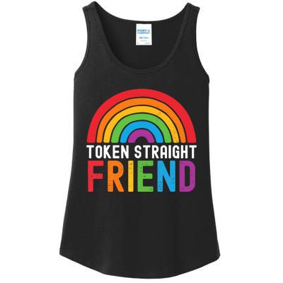 Token Straight Friend Rainbow Lgbt Supporter Ladies Essential Tank