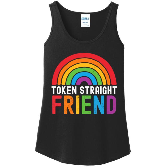 Token Straight Friend Rainbow Lgbt Supporter Ladies Essential Tank