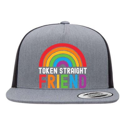 Token Straight Friend Rainbow Lgbt Supporter Flat Bill Trucker Hat