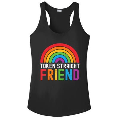 Token Straight Friend Rainbow Lgbt Supporter Ladies PosiCharge Competitor Racerback Tank