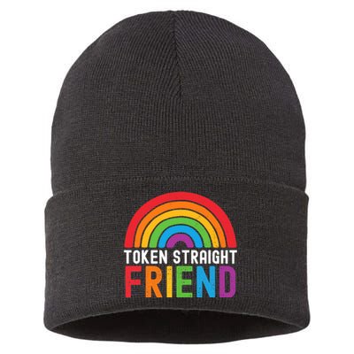 Token Straight Friend Rainbow Lgbt Supporter Sustainable Knit Beanie