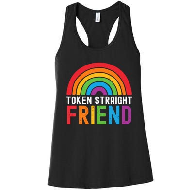 Token Straight Friend Rainbow Lgbt Supporter Women's Racerback Tank