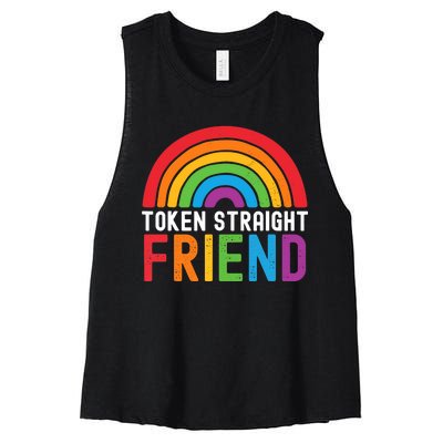 Token Straight Friend Rainbow Lgbt Supporter Women's Racerback Cropped Tank