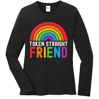 Token Straight Friend Rainbow Lgbt Supporter Ladies Long Sleeve Shirt