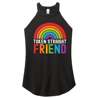 Token Straight Friend Rainbow Lgbt Supporter Women's Perfect Tri Rocker Tank