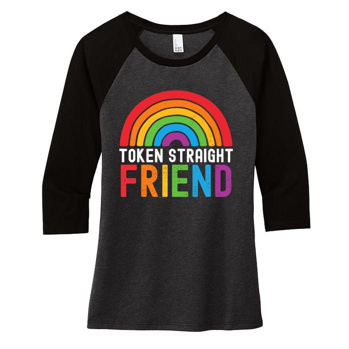 Token Straight Friend Rainbow Lgbt Supporter Women's Tri-Blend 3/4-Sleeve Raglan Shirt