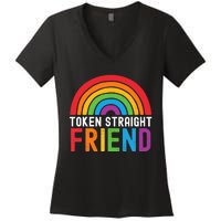 Token Straight Friend Rainbow Lgbt Supporter Women's V-Neck T-Shirt