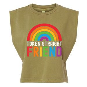 Token Straight Friend Rainbow Lgbt Supporter Garment-Dyed Women's Muscle Tee