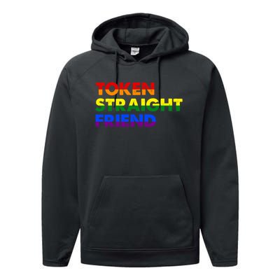 Token Straight Friend Rainbow Colors Performance Fleece Hoodie