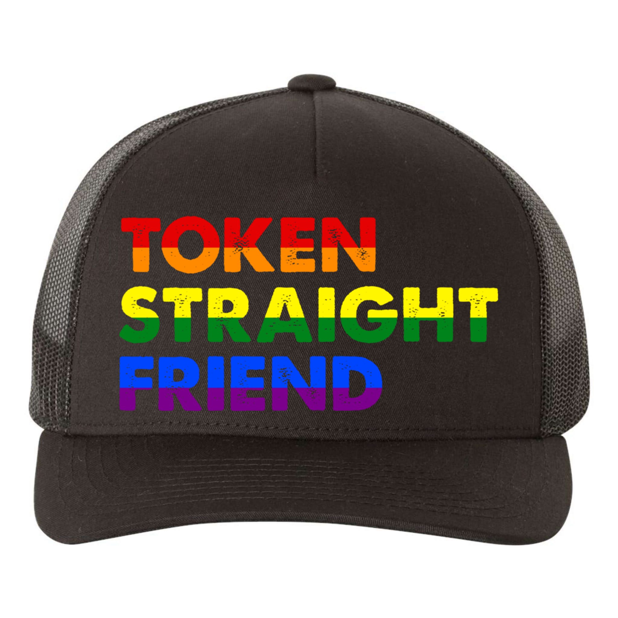 Token Straight Friend Rainbow Colors Yupoong Adult 5-Panel Trucker Hat
