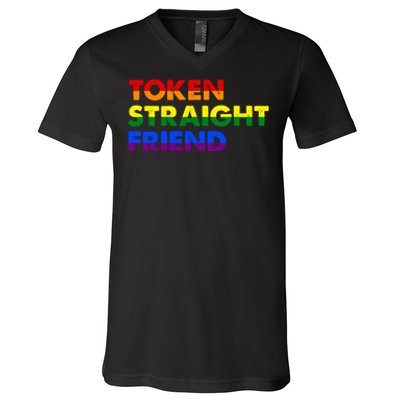 Token Straight Friend Rainbow Colors V-Neck T-Shirt