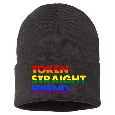 Token Straight Friend Rainbow Colors Sustainable Knit Beanie