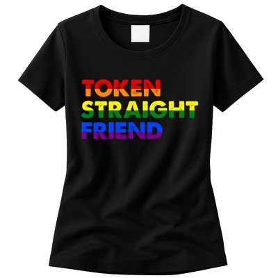 Token Straight Friend Rainbow Colors Womens T-Shirt