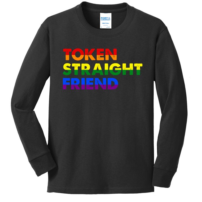 Token Straight Friend Rainbow Colors Kids Long Sleeve Shirt