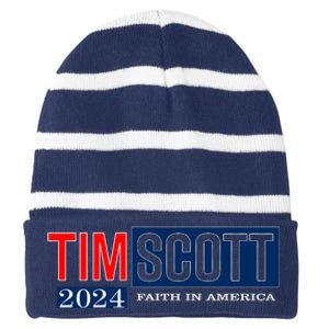 Tim Scott For President 2024 Campaign Striped Beanie with Solid Band