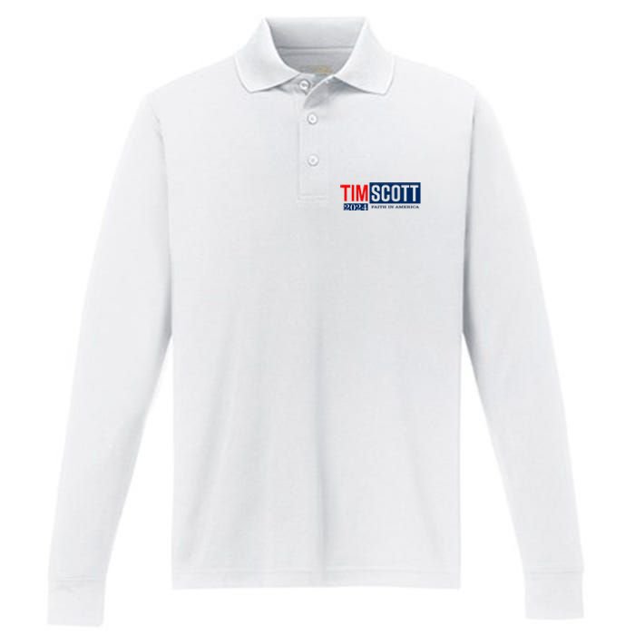 Tim Scott For President 2024 Campaign Performance Long Sleeve Polo