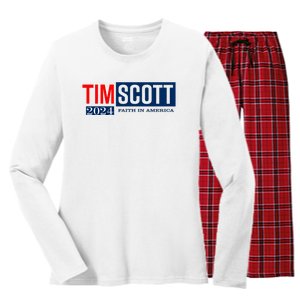 Tim Scott For President 2024 Campaign Women's Long Sleeve Flannel Pajama Set 