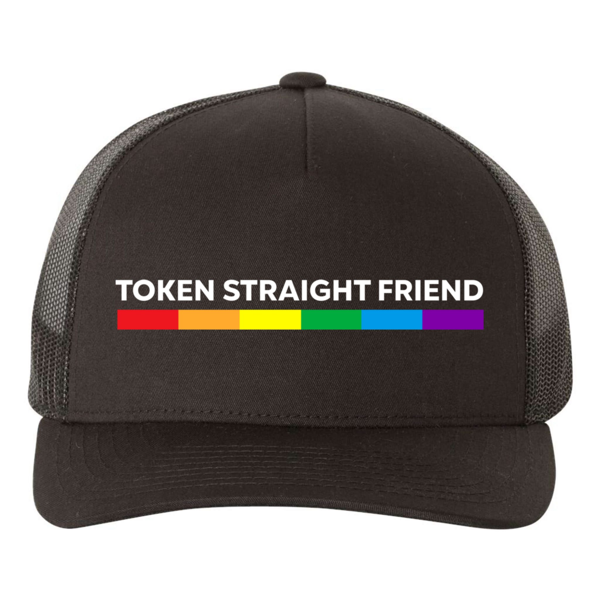 Token Straight Friend Rainbow Colors Yupoong Adult 5-Panel Trucker Hat