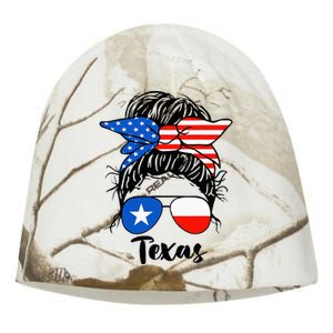 Texas State Flag Sunglasses Mom Messy Bun Hair Girl Kati - Camo Knit Beanie