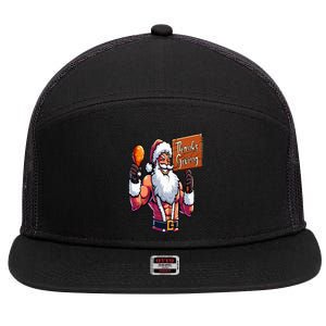 Thanksgiving Santa Funny 7 Panel Mesh Trucker Snapback Hat