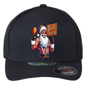 Thanksgiving Santa Funny Flexfit Unipanel Trucker Cap