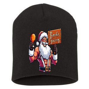 Thanksgiving Santa Funny Short Acrylic Beanie