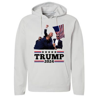 Trump Short Fist Pumped 2024 Pray For Trump Performance Fleece Hoodie