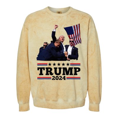 Trump Short Fist Pumped 2024 Pray For Trump Colorblast Crewneck Sweatshirt