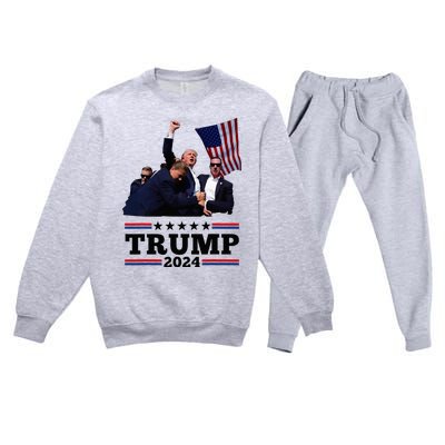 Trump Short Fist Pumped 2024 Pray For Trump Premium Crewneck Sweatsuit Set