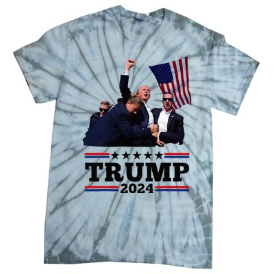 Trump Short Fist Pumped 2024 Pray For Trump Tie-Dye T-Shirt