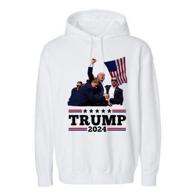 Trump Short Fist Pumped 2024 Pray For Trump Garment-Dyed Fleece Hoodie