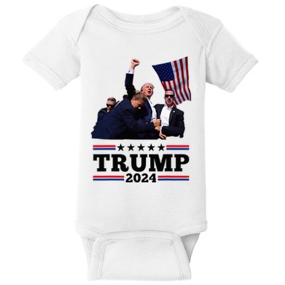 Trump Short Fist Pumped 2024 Pray For Trump Baby Bodysuit
