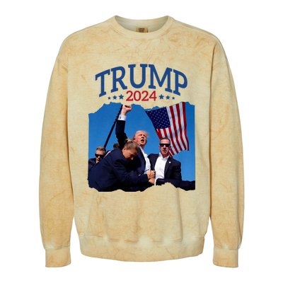 Trump Short Fist Pumped 2024 Pray For Trump NeverS Give Up Colorblast Crewneck Sweatshirt