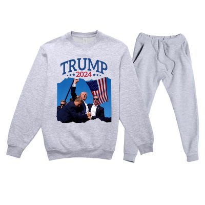 Trump Short Fist Pumped 2024 Pray For Trump NeverS Give Up Premium Crewneck Sweatsuit Set